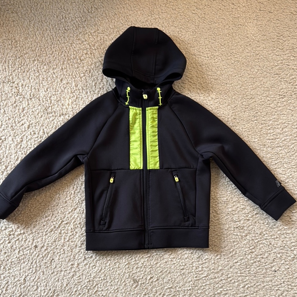 Russell Children's Black Hoodie with Neon Accents - Size XS